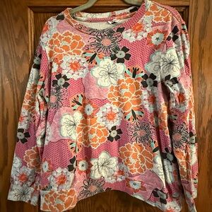 Floral Pink and Orange Women's Sweatshirt